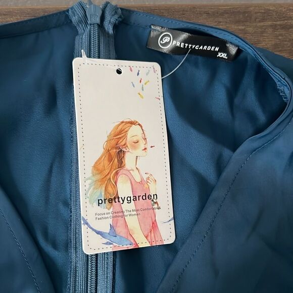 PRETTYGARDEN Satin Ruched Bodycon
Dress Twist Front V Neck Sleeveless Sp… - Picture 13 of 14